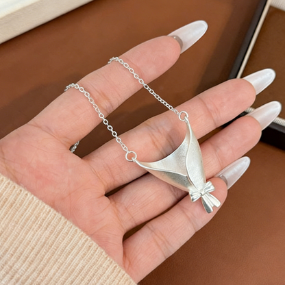 Elegant Silver Flower Bouquet Pendant