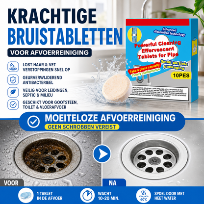 🔥50% OFF ❤️Powerful Cleaning Effervescent Tablets for Pipe, Fast Dissolve Hair Grease Clogs, Deodorizing Antibacterial Pipe Cleaner for Sink Toilet Floor Drain