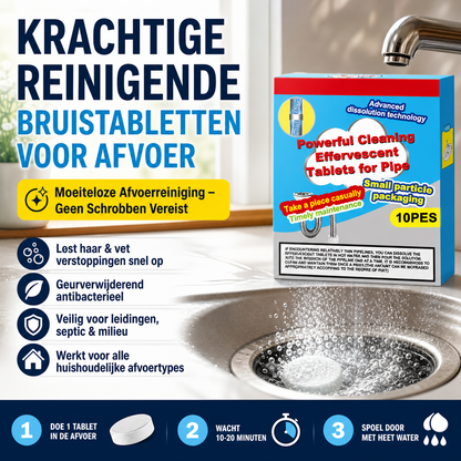 🔥50% OFF ❤️Powerful Cleaning Effervescent Tablets for Pipe, Fast Dissolve Hair Grease Clogs, Deodorizing Antibacterial Pipe Cleaner for Sink Toilet Floor Drain