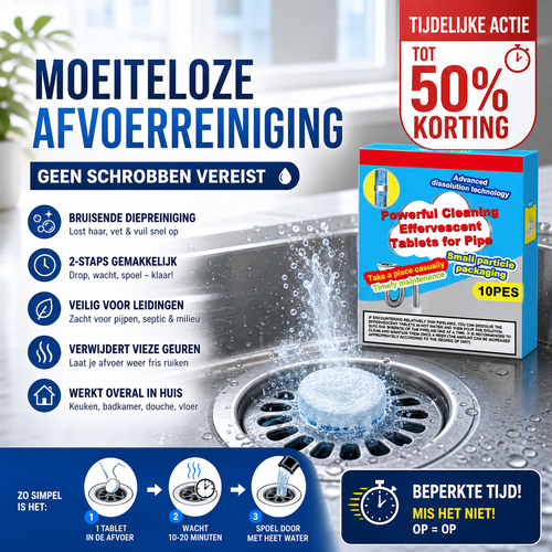 🔥50% OFF ❤️Powerful Cleaning Effervescent Tablets for Pipe, Fast Dissolve Hair Grease Clogs, Deodorizing Antibacterial Pipe Cleaner for Sink Toilet Floor Drain